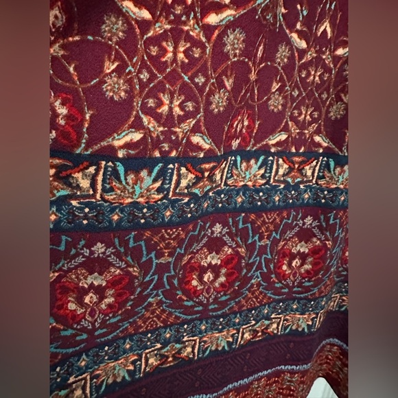 Xhiliration Boho Burgundy and Blue Patterned Strappy Tank Dress NWOT - Picture 4 of 6